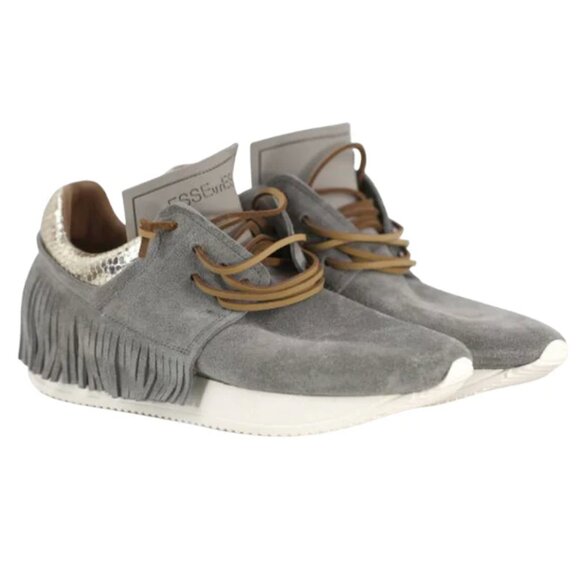 Esseutesse Grey Suede Fringe Sneakers - Picture 1 of 4